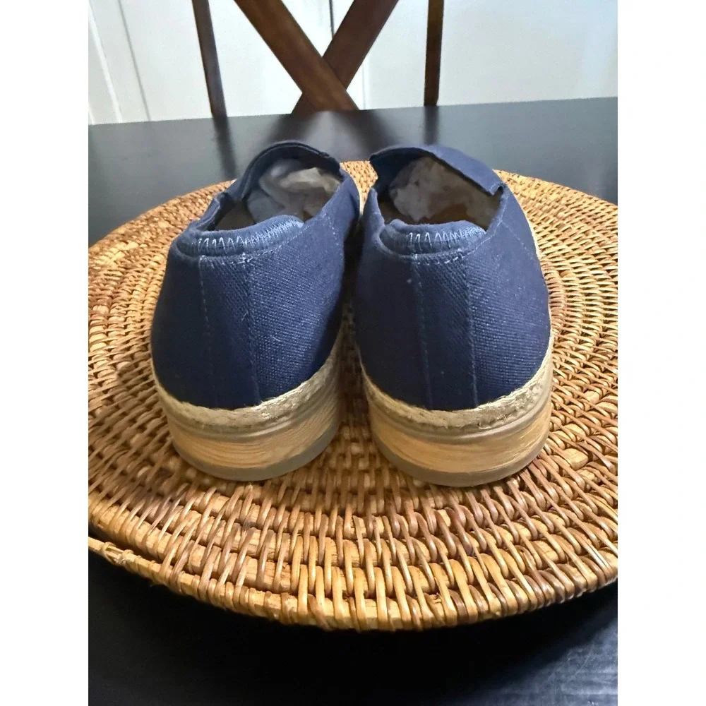 Dr. Scholls Sustainable Comfort Navy Canvas Espadrille Loafers Wedge Slip On